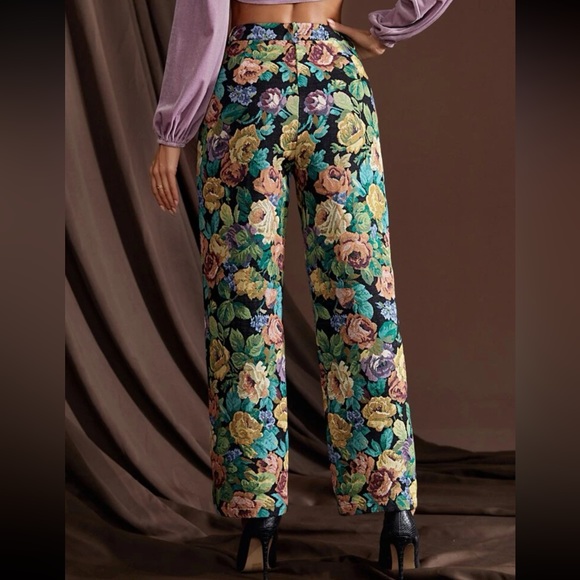 Floral print jacquard fabric pant - Picture 2 of 3